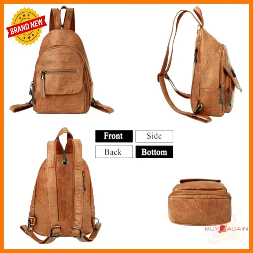 Convertible PU Leather Backpack Purse with Anti-Theft Pockets
